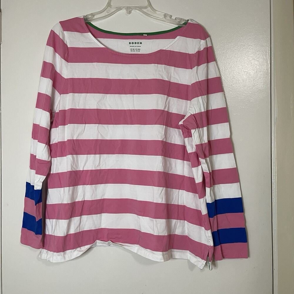 Boden pink striped long sleeve cotton shirt US 16/18
